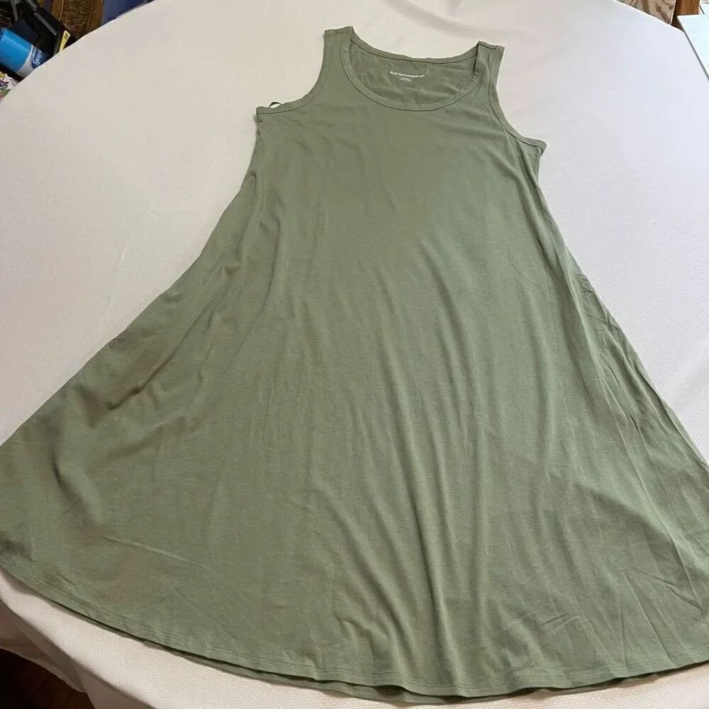 Soft Surroundings Olive Green Shift Dress Size Medium